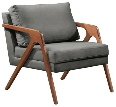 Kit 2 Poltronas Decorativa Mona Luxo Madeira Maciça Linho Cinza