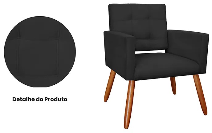 Poltrona Decorativa Camila Pés Palito Suede Preto - Sheep Estofados - Preto