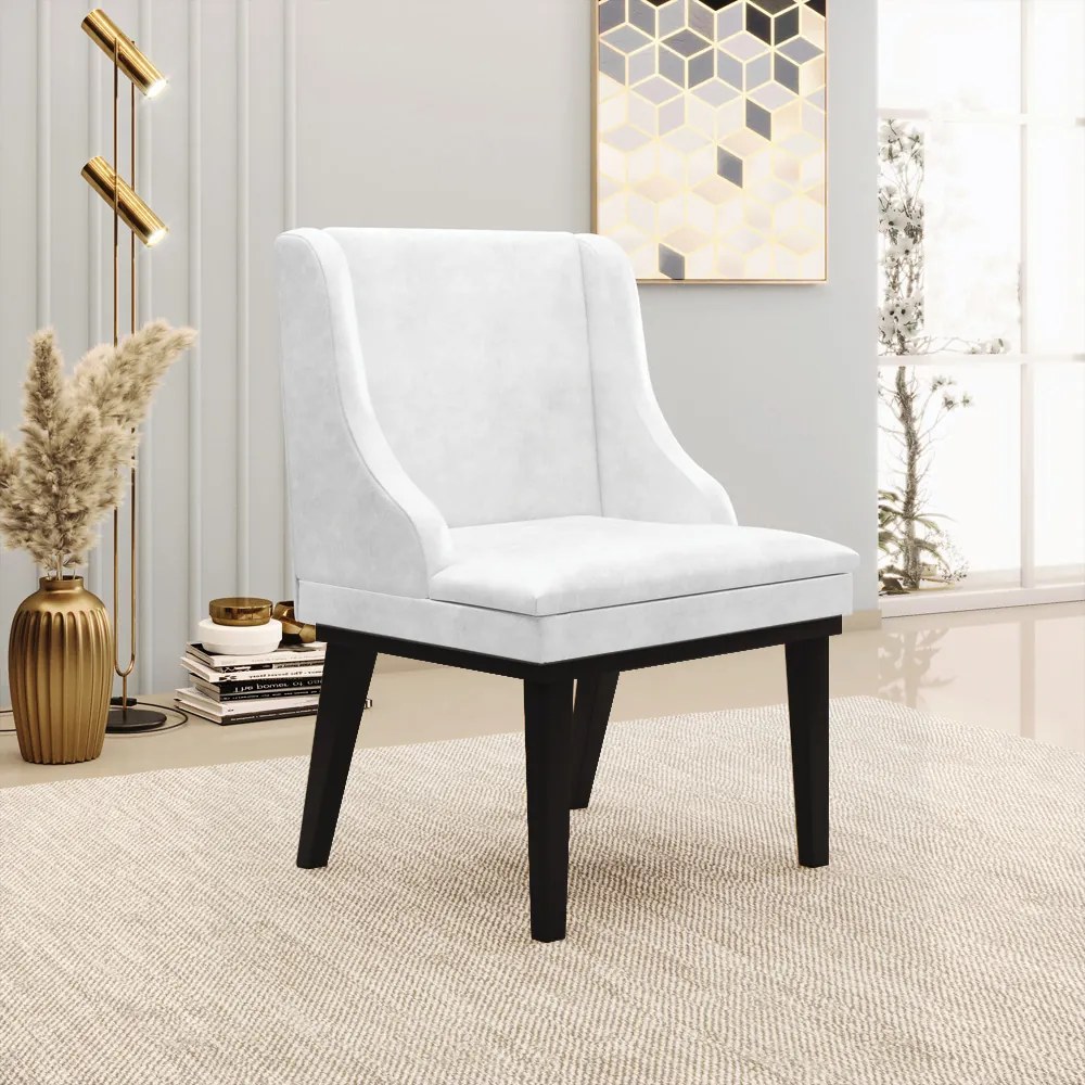 Cadeira Sala Jantar Kit 10 Liz Base Madeira Preto Sintético PU Preto D03 - D'Ross - Branco