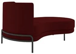 Chaise Longue Divã 164cm Braço Esquerdo Logus D06 Veludo Vermelho - Mp
