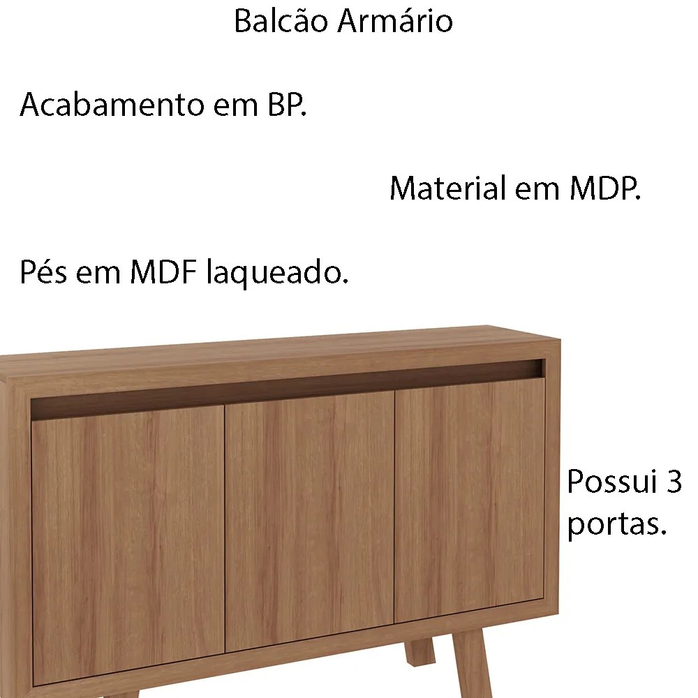 Balcão 3 Portas para Escritório Home Office ME4120 MDP Amendoa G69 - Gran Belo
