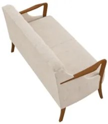 Poltrona Namoradeira 2 Lugares 135cm Capitonê Lapa Z32 Linho Cru Liso