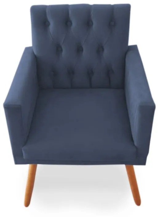Kit 2 Poltronas 1 Namoradeira Clara Capitonê Pés Palito Suede Azul - Sheep Estofados