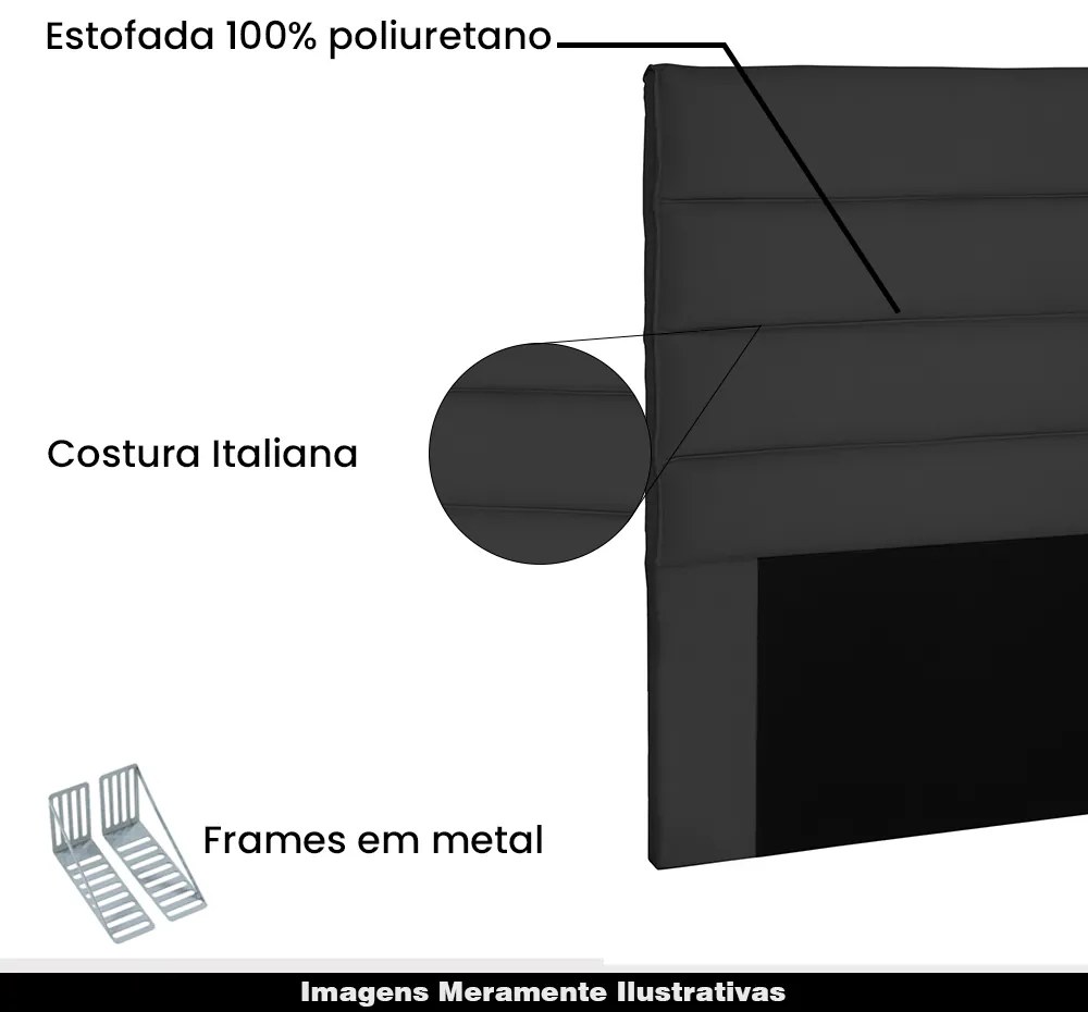 Cabeceira Decorativa 1,40M Guess Suede Preto G63 - Gran Belo
