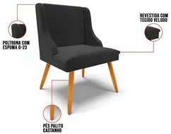 Kit 10 Cadeiras Estofadas para Sala de Jantar Pés Palito Lia Veludo Pr