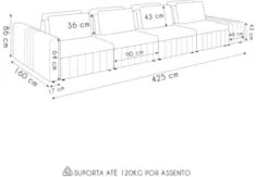 Sofá Ilha e Puff Sala Living 425cm Siesta Z32 Boucle Bege Claro - Mpoz