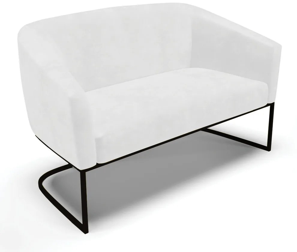 Namoradeira e 2 Poltronas Industrial  Preto Stella Sintético PU D03 - D'Rossi - Branco