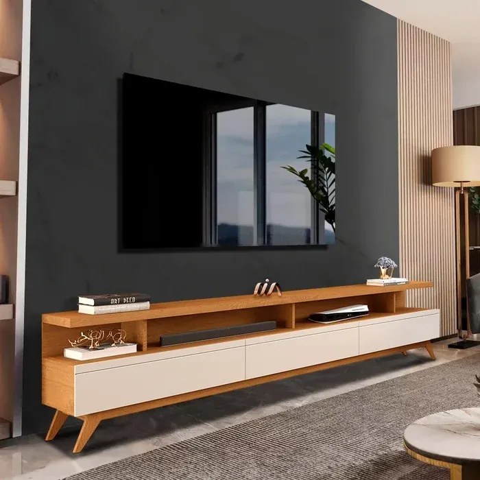 Rack Vivare 2.2 Wood Nature/Off White - Giga Móveis