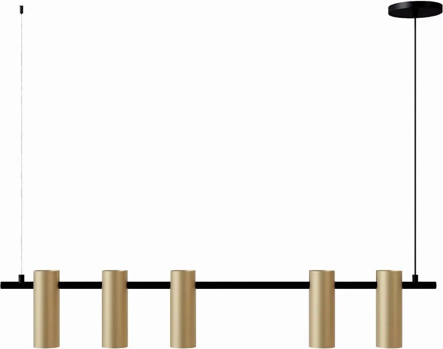 Pendente Tube Transpass Em Par 5,7X16,7X95Cm Alumínio 05Xmr16 - Qimpor... (CHAMPANHE / PRETO)