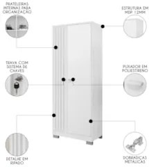 Armário para Escritório 2 Portas com Chave Versus Carvalho Branco/Bran