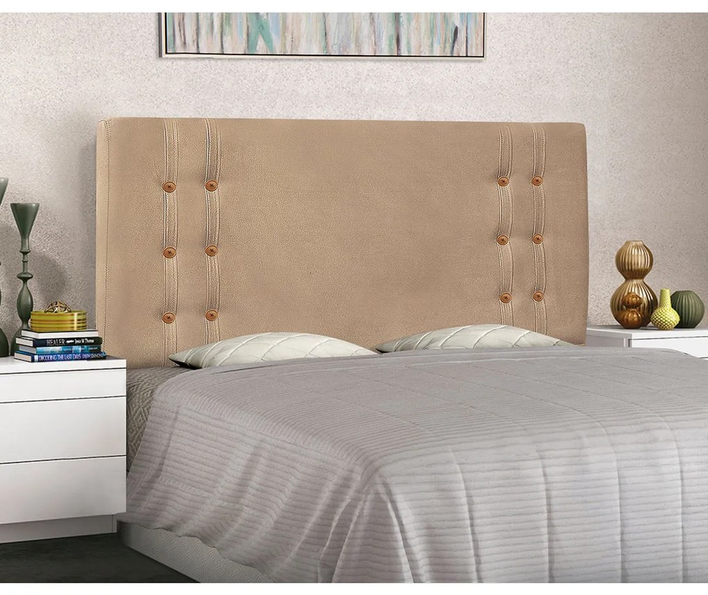 Cabeceira Estofada Santorini 160cm Queen Size Suede - ADJ Decor