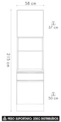 Paneleiro Cozinha Torre Quente Grace Carvalho Oak/Off White Z44 - Mpoz