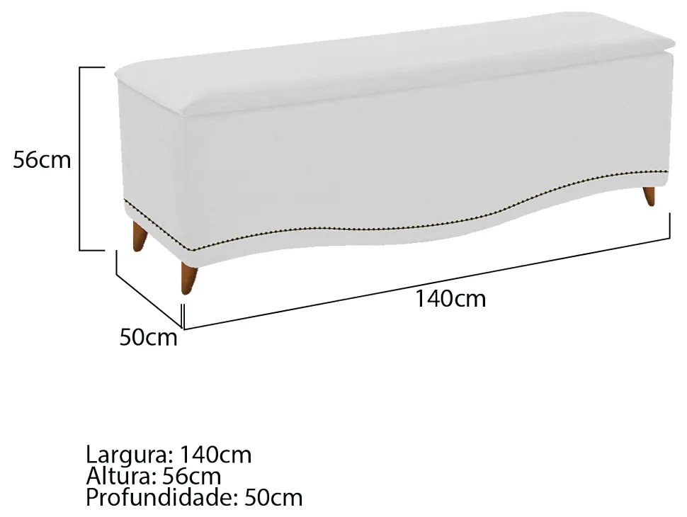 Calçadeira Estofada Yasmim 140 cm Casal Corano Branco - ADJ Decor
