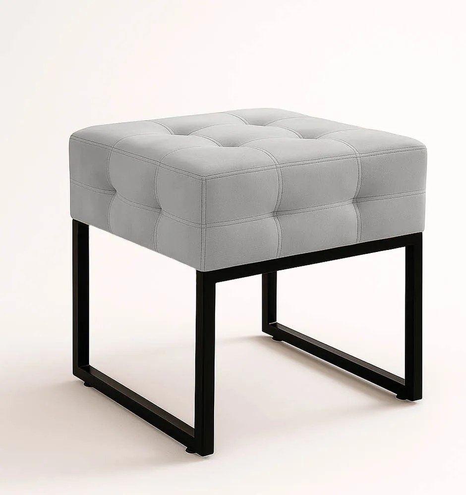 Puff Sala Decorativo Industrial Elisa Suede D03 - D'Rossi - Cinza
