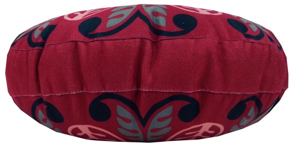 Almofada Redonda Ravi Cheia Indiana em Tons Cereja 40x40cm - ARI-0325