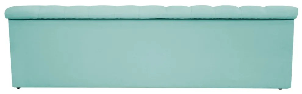 Recamier Baú Estofada Mel 160 cm Queen Size Com Capitonê Suede Azul Tiffany - ADJ Decor