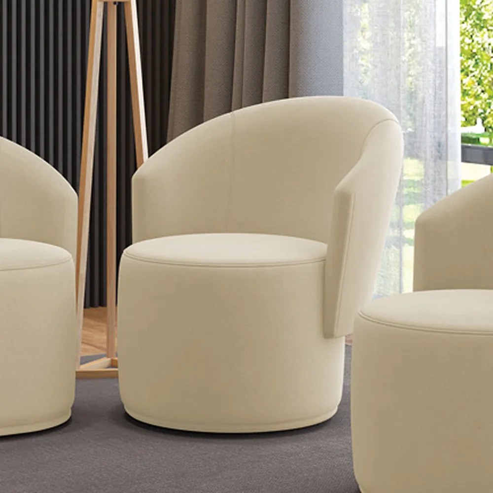 Poltrona Decorativa Orgânica Fixa para Sala Malu Suede M11 - D'Rossi - Bege