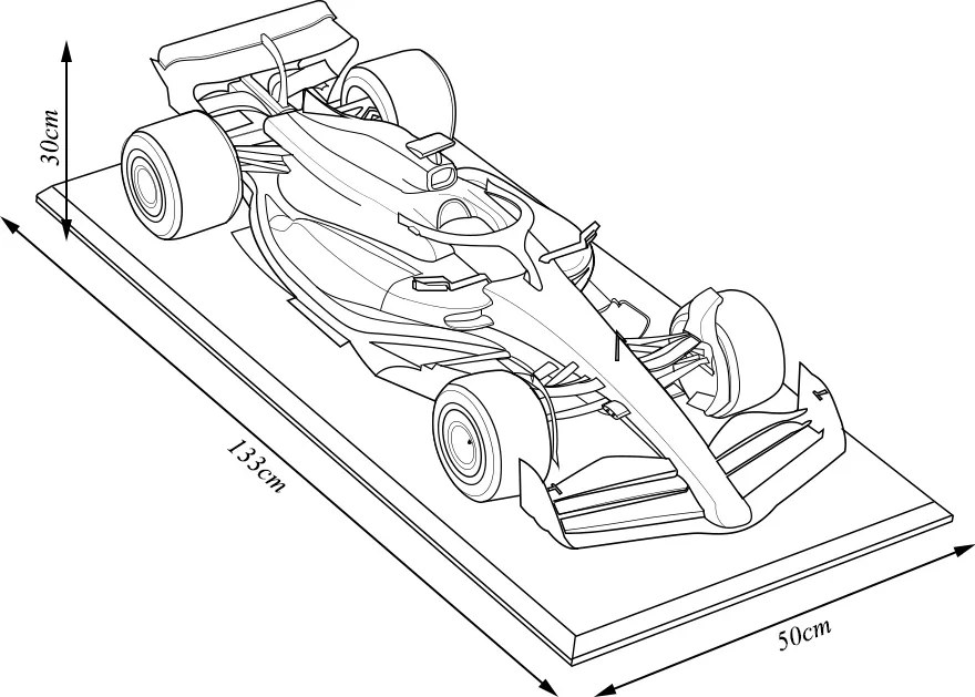 Quadro 1.4 Decorativo F1 RB19 Artesanal Fibra de Vidro e Polietileno Verstappen 2022 Azul G53 - Gran Belo
