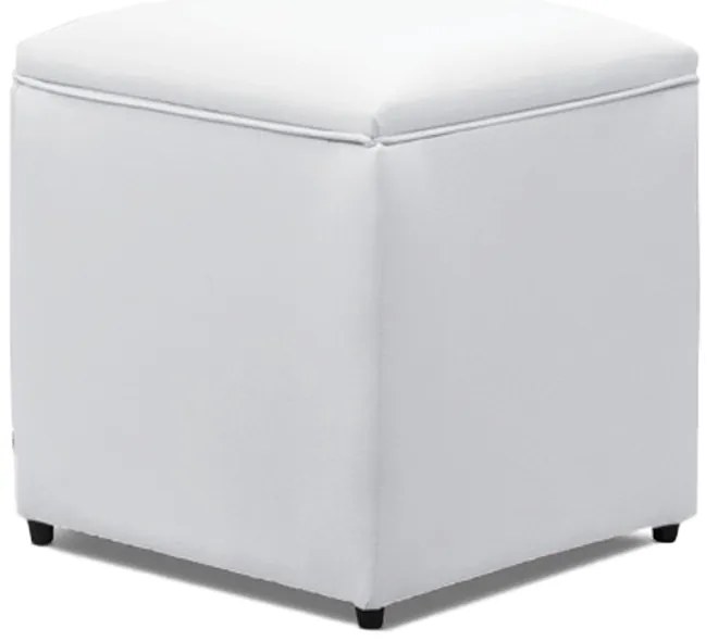 Puff Decorativo Quadrado para Sala Lígia Sintético E03 - D'Rossi - Branco