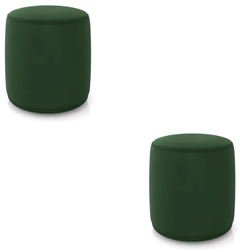 Puff Redondo Orgânico para Sala Kit 2 Malu Veludo M11 - D'Rossi - Verde