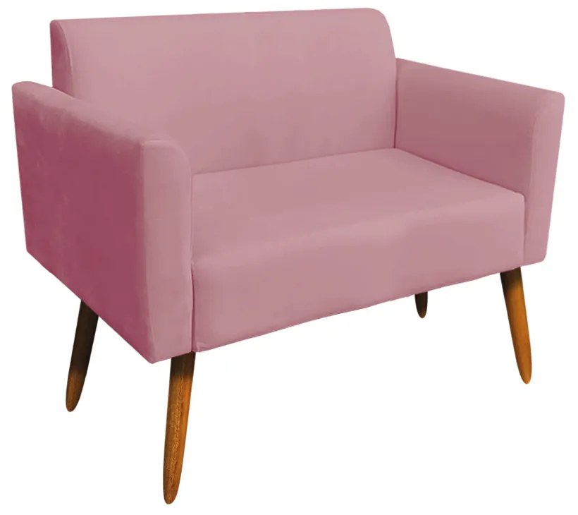 Kit 01 Namoradeira 02 Lugares e 02 Poltronas Marisa Suede Base Giratória Madeira MA30 D'Rossi - Rose
