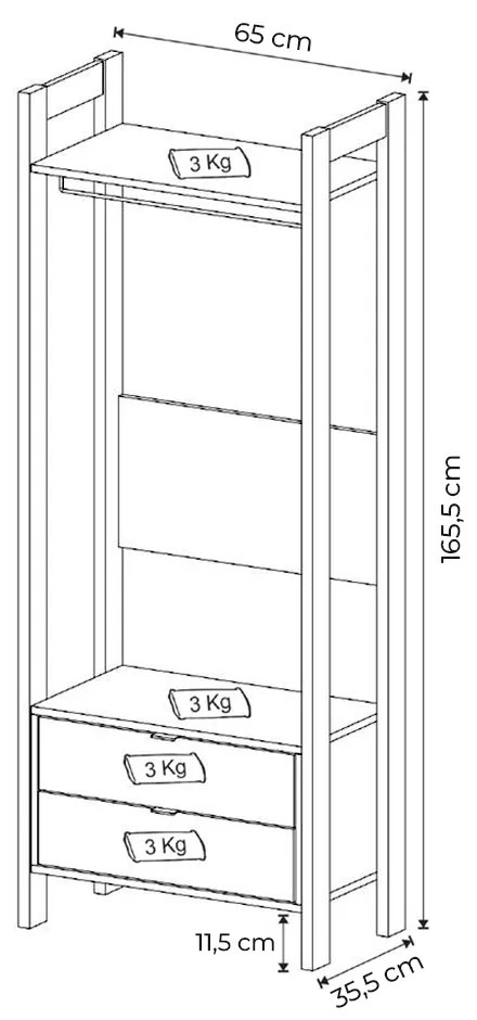 Armário Alto Closet para Escritório Home Office AZ1011 MDP Preto/Nogal G69 - Gran Belo