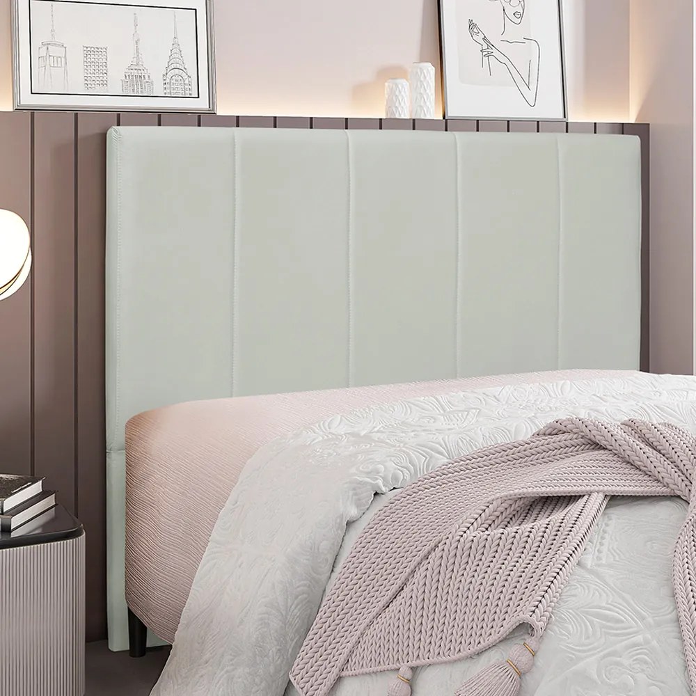 Cabeceira Decorativa Casal 1,40M Erza Veludo Prata G63 - Gran Belo