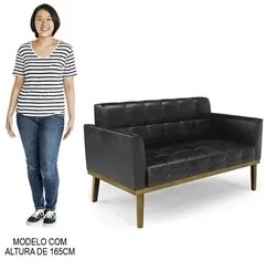 Sofá Namoradeira e 2 Poltronas Base Madeira Castanho Ana Sintético PU