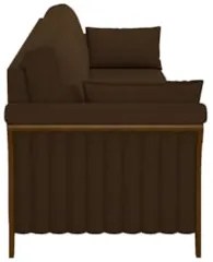 Sofá Living 3 Lugares 222cm Pés Madeira Roya Z32 Veludo Marrom - Mpoze