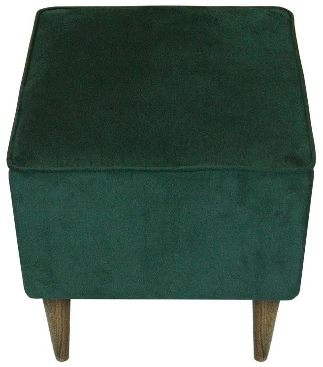 Puff Quadrado Milão Sigma em Suede com Pés Palito - Verde