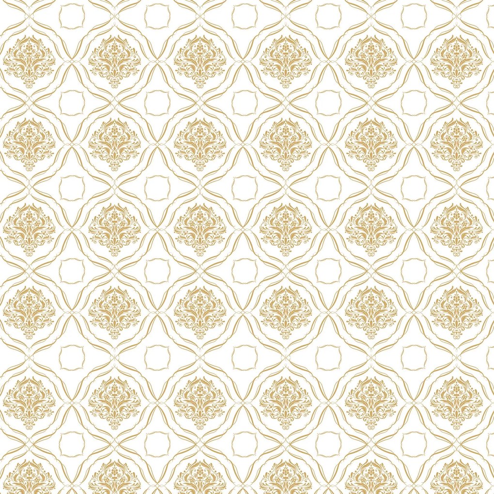 Papel de parede adesivo arabesco amarelo e branco