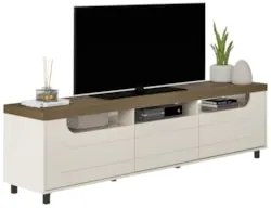 Rack Tv 75 Pol 200cm com 2 Portas Abel Pinho/Off White A09 - Mpozenato