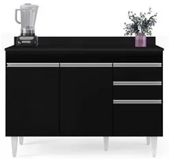 Balcão Gabinete para pia com Tampo 120cm Michigan Preto - Lumil