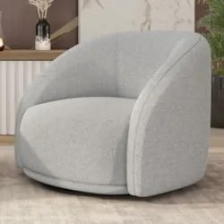 Poltrona Decorativa Orgânica Giratória Lya Z32 Linho Cinza Claro - Mpo