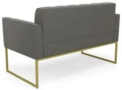 Sofá Namoradeira Base Industrial Dourado Ana Suede Grafite - Ibiza