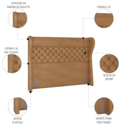 Cabeceira Cama Box Casal 140cm Trinidad Z37 Sintético Caramelo - Mpoze