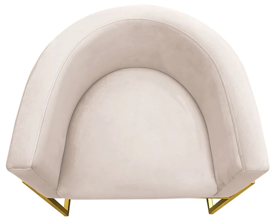Poltrona Decorativa Base Metal Dourada Luna Veludo Bege - Sheep Estofados - Bege