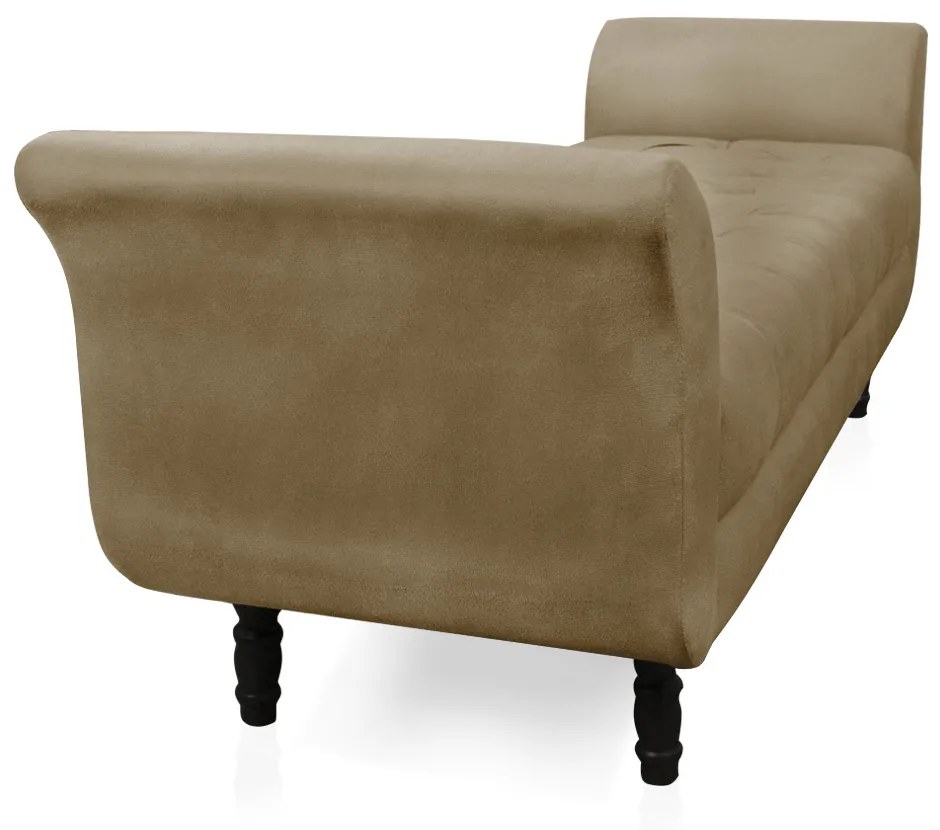 Recamier Olinda Suede 160 cm Pés Torneados Tabaco - D'Rossi - Marrom Rato