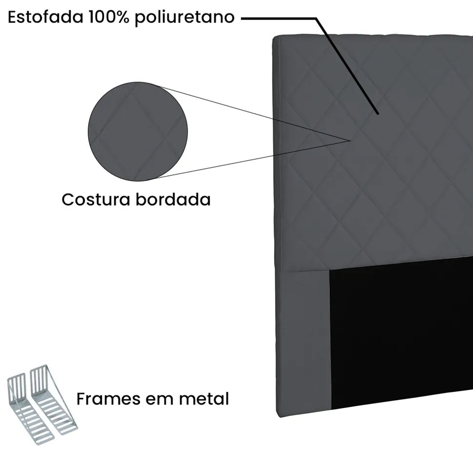 Cabeceira Dubai Para Cama Box King 195 cm Suede Cinza - D'Rossi