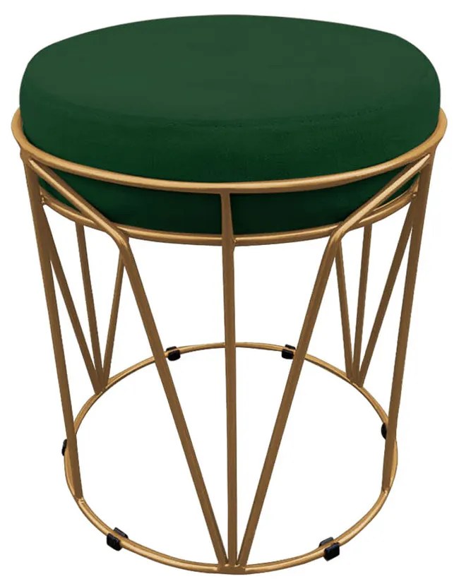 Puff Multiuso com Mesa Babu 2 em 1 Suede Verde Base Dourado - D'Rossi