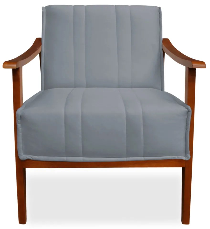 Poltrona Decorativa Vincenzza Veludo Cinza