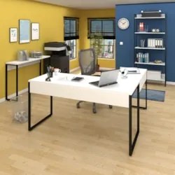 Conjunto Escritório 3 peças Mesa em L Estante e Aparador Studio Indust
