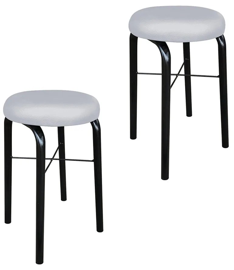 Kit 02 Banquetas Baixa Manu Corino D03 - D'Rossi - Cinza