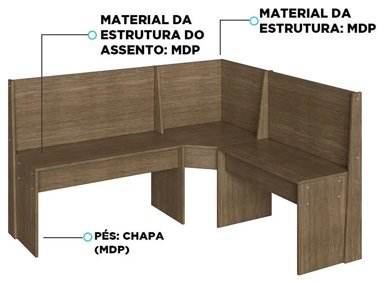 Banco Canto Alemão 2x1 Lugares Multiuso Mdp - Ameixa Negra