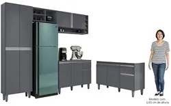 Cozinha Compacta Vanessa e Balcão Gabinete Sem Tampo Tatiane 120cm Cin