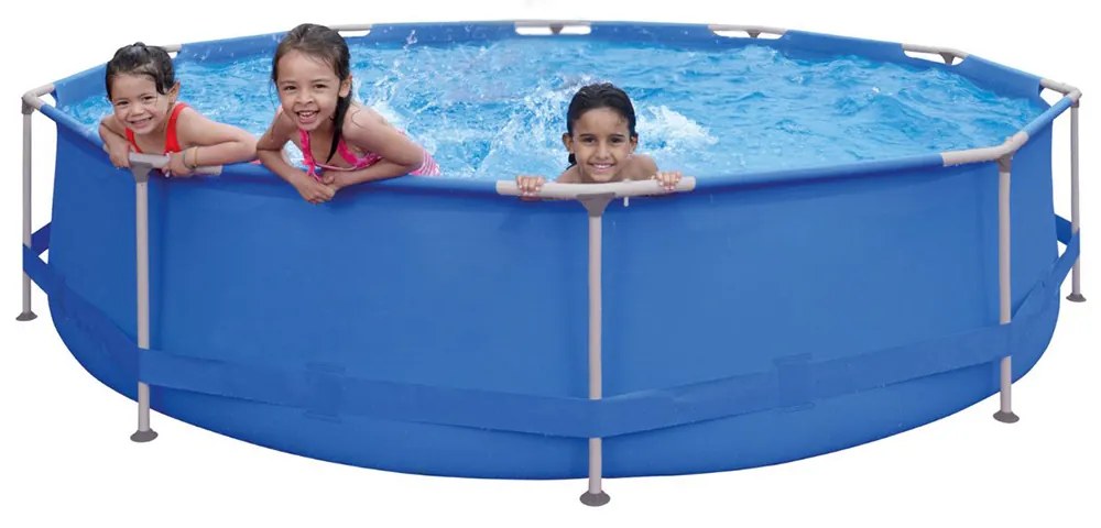 Conjunto Piscina Acquablue com Filtro 2006L/h Metal PVC Kit Reparação 6800L 110V Azul/Cinza G31 - Gran belo