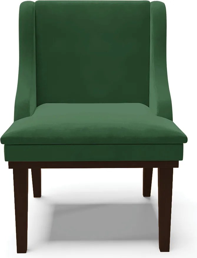 Kit 10 Cadeiras de Jantar Liz Veludo Verde Base Fixa Madeira Tabaco D03 - D'Rossi