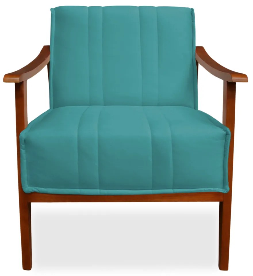 Poltrona Decorativa Vincenzza Veludo Azul Tiffany
