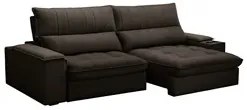 Sofá Retrátil 4 Lugares com Porta Copo 280cm Andes F05 Veludo Marrom E