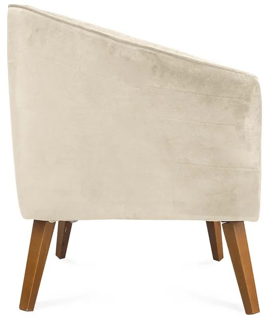 Kit 2 Poltronas Decorativas Dalia Pés de Madeira Suede Bege - Sheep Estofados - Bege